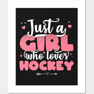 Just A Girl Who Loves Hockey - Cute Hockey player gift graphic Posters and Art